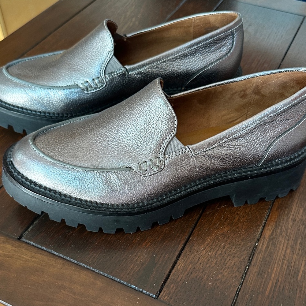 Caslon Metallic Silver Leather Loafers